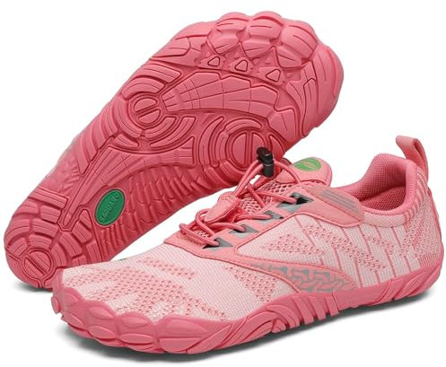 SAGUARO Barfußschuhe Herren Traillaufschuhe Damen Atmungsaktiv Fitnessschuhe Männer Outdoor Indoor Sportschuhe Wanderschuhe Leicht Schnell Trocknend Wassersportschuhe Frauen Strand Rosarot 40 EU