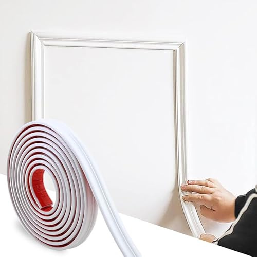 Self-Adhesive Wall Moulding Trim 3m*2.3cm, Peel & Stick DIY Decor for Home | TPE flexible trim, 2.3x3m.no tools needed. Moisture-proof & residue-free. For walls, doors, mirrors & cabinets.