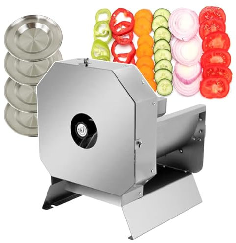 forplubossmmp Commercial Vegetable Slicer - Electric Cabbage Cutter Onion Potato Manual Cutter with 4 x Food Plate, Adjustable Thickness Shredder Machine, Stainless Steel Fruit Cutting Machine,square