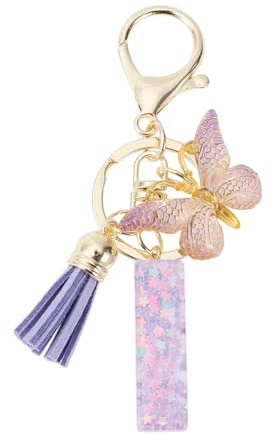 CAPASTEC Porte-Clés pour Filles, Pendentif De Clé Lettre A à Z, Porte-Clés Papillon Avec Lettres Initiales, Cadeau pour Femmes, vert/violet