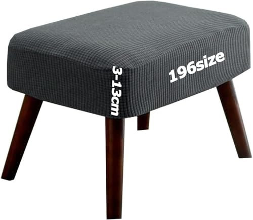 Housses de Tabourets de Bar de Pouf Élastique Housse Ottomane Couverture Tabouret Protection Repose-Pieds pour Chambre Rond Carré Rectangulaire Jacquard Lavable 3-13cm Hauteur Sur Mesure(Gray,40 x 40