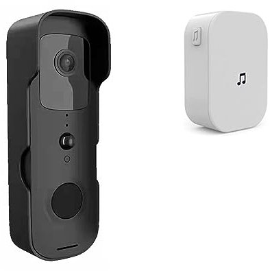 Smart Video Doorbell Wireless WiFi 1080P Video Intercom Door Bell Two-Way Audio(Black Kit3)
