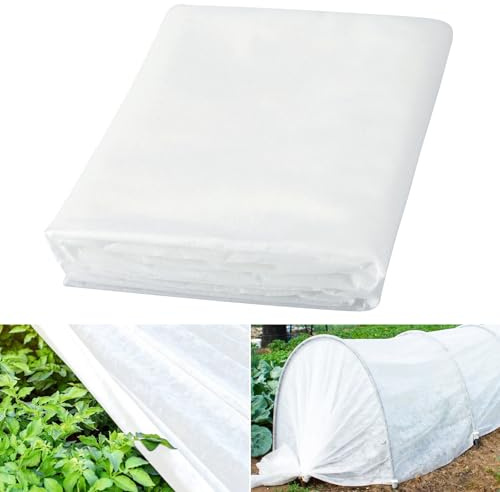 KINGLAKE Garden Fleece, 1.6m x 10m 30gsm Winter Frost Plant Protection Fleece White Plant Cover Antifreeze Cloth