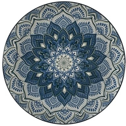 HowHomely Indi Crockery Set 12 Pieces Porcelain Plates Blue White Set of 4 Dinner Plates 27 cm 4 Pieces Dessert Plates 19 cm 4 Pieces Soup Plates 20 cm Mandala Pattern Oriental Elegant Modern