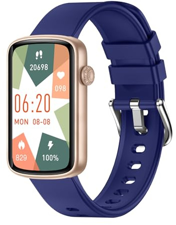 SHANG WING Reloj Inteligente para Mujer con Oxímetro, IP68 Impermeable, DIY Esfera, Monitor Sueño, Podómetro, Pulsómetro, Smartwatch para Android iOS (Azul)