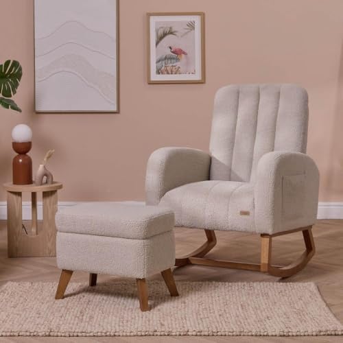 Tutti Bambini Luca Boucle Nursing Rocking Chair - Mushroom