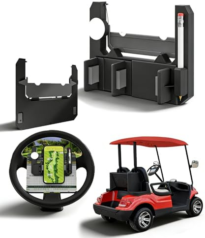Golf Cart Steering Wheel Phone Mount, 360° Adjustable Cell Phone Holder for Golf Cart, Anti-Slip Stable Clamp, Universal Fit for iPhone Android, Golf Cart Accessories for Easy Viewing (1Pcs)