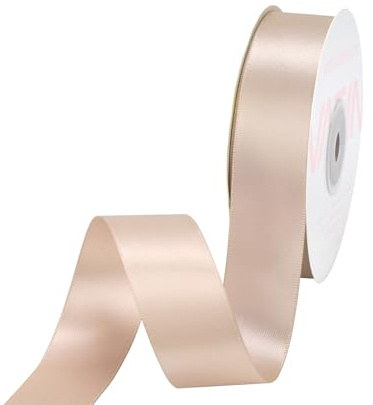 VATIN 25mm Double Faced Polyester Satin Ribbon Pink Sand - 23 Metre/Spool, Perfect for Wedding, Wreath, Baby Shower,Packing and Other Projects.