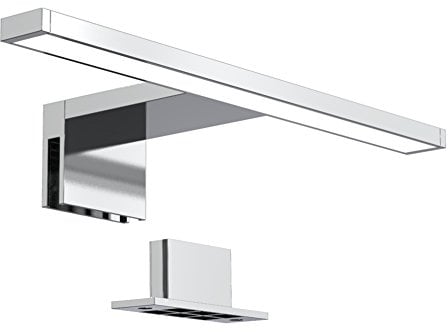 B.K.Licht - Spiegelleuchte Bad mit 2 in 1 Montage, neutralweiße Lichtfarbe, klemmbar, 300mm, Badezimmerlampe, Schrankbeleuchtung, Spiegellampe, Lampe Badezimmer, Spiegelbeleuchtung, Chrom