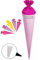alles-meine.de GmbH Set Schultüte + 5 kleine Zuckertüten/Rohling - lila - Flieder - violett - kariert - einfarbig bunt - 70 cm - rund - incl. Name - Filzabschluß - Zucker..