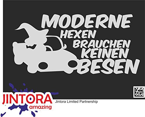 JINTORA - Autoaufkleber Tuning - Auto Aufkleber - Moderne Hexen brauchen keinen Besen - 210x99 mm - Auto Sticker Bus Fenster Heckscheibe Camper wetterfest Outdoor Sticker Auto Deko - Silber