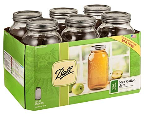 Ball 68100 Half Gallon Wide Mouth Canning Jars 6 Count