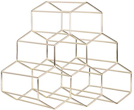 Kreative Honeycomb Metall Weinregal Nordic Stil Haushaltsgegenstände Mode Weinschrank Dekoration Robust Hochwertige Weinregal(Golden)