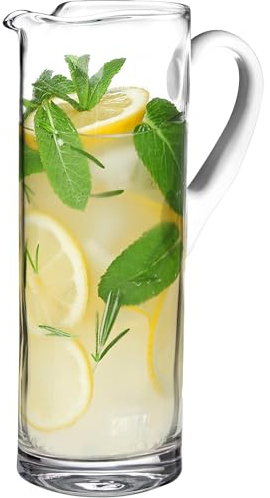 Barski – europäische Qualität – Glas – gerade Seite Glaskrug mit Opalgriff – mit Ausguss und Eislippe 27,9 cm Höhe – 167 ml Flüssigkeitskapazität, Made in Europe