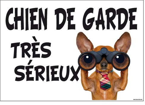 Panneau Chien de Garde Très Sérieux - Protection anti-UV - Dimensions 300x210 mm - Plastique rigide PVC 1,5 mm