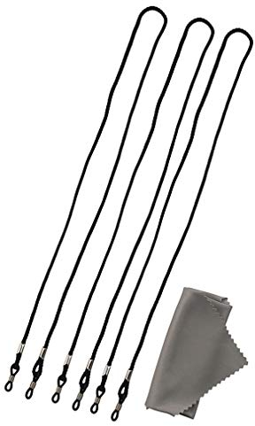 4 Pack | 3x Eyeglasses Cord & 1x Microfibre Cleaning Cloth | Lightweight Glasses Neck Cord, Eyeglass Cords Chain String For Eyeglasses Specs. Spectacles Straps Lanyard Eyewear Strap for Men & Women