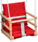 Skyline Balancoire Enfant Exterieur Jardin en Bois Accessoire Interieur Tissu Siege Fait Main Balançoire pour Bébé Interieur Corde 4 in 1 Naturel/Rouge