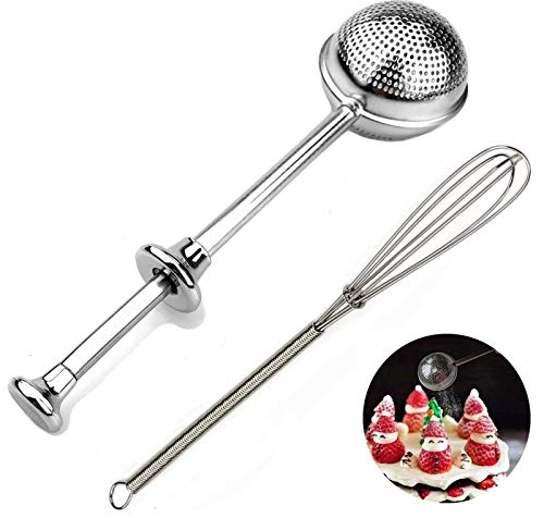 Tamiz para hornear azúcar en polvo con tapa de acero inoxidable, harina de azúcar, cacao en polvo, tamizadores para hornear, varita de polvo para especias y otras especias.