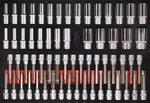 KS Tools 811.0063 1/2'' Steckschlüssel- / und Bit-Stecknuss-Satz in Schaumstoffeinlage, 63-tlg