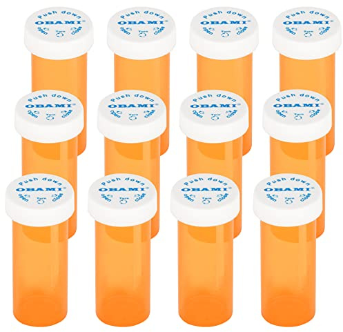 Plastic Medicine Pill Bottles with Child Resistant Caps - Push Down and Turn - Prescription Vial, Medicine Container, Pill Bottle (6 Dram, 12pcs)