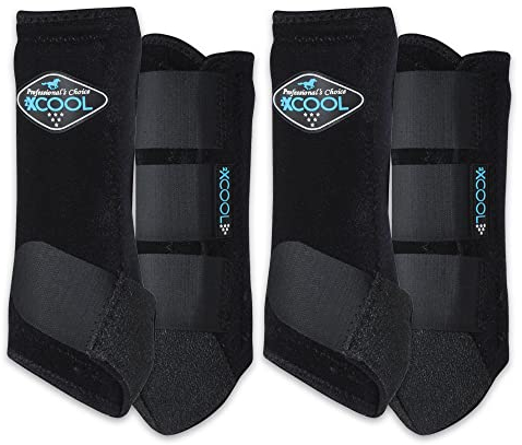 Professional's Choice 2XCOOL Sport-Medizin-Hufstiefel, schützendes und atmungsaktives Design für ultimativen Komfort und Haltbarkeit bei aktiven Pferden, 4er-Pack, Größe L, Schwarz