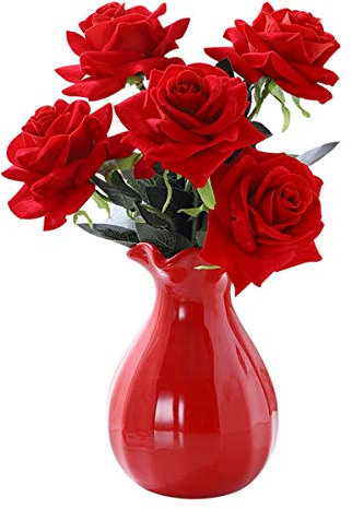 CIEEIN CIEHT Vaso di ceramica Accessori per la casa Disposizione dei fiori dell'ornamento del fiore essiccato in stile europeo Rosso D 19cm di altezza
