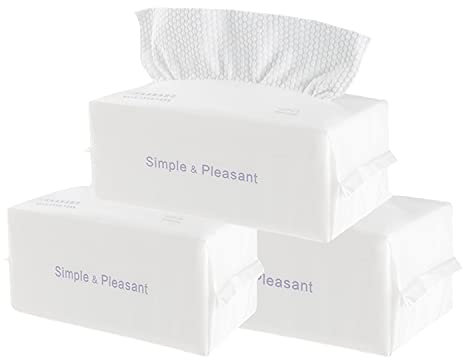 Lot de 3 paquets de 100 serviettes de visage jetables épaisses 100 % coton