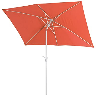 Mendler Sonnenschirm N23, Gartenschirm, 2x3m rechteckig neigbar, Polyester/Alu 4,5kg UV-Schutz 50+ - terracotta