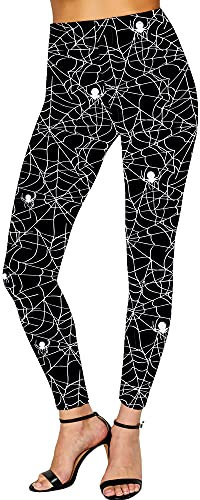 Deerose Halloween-Kostüm-Leggings für Damen, hohe Taille, enge Hose, Spinnennetz, S