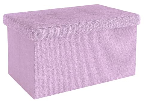 INTIRILIFE Faltbare Sitzbank 49x30x30 cm in Lotus ROSA - Sitzwürfel mit Deckel und Stauraum aus Stoff mit Mulden - Sitzcube Fußablage klappbare Aufbewahrungsbox Truhe Sitzhocker