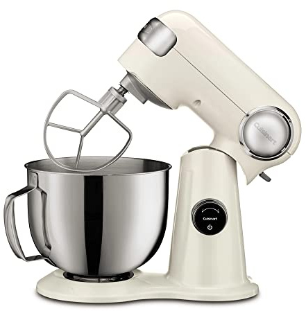 Cuisinart SMD-50CRM Precision Pro 5.5-Quart Digital Stand Mixer with 12-Speeds, 3 Preprogrammed Food Prep Settings, Mixing Bowl, Chef's Whisk, Flat Mixing Paddle, Dough Hook, and Splash Guard, Cream