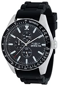 Invicta Aviator 38402 Herren Uhr - Wasserdicht - Analog - Quarzuhrwerk - Edelstahl mit schwarzen zifferblat - 45mm