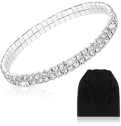 Glitzer Frauen Fußkettchen Bling Elastische Fußkette Künstliches Silbernes Diamant Armband Sommer Schmuck Geburtstagsgeschenk für Frauen Mädchen Braut