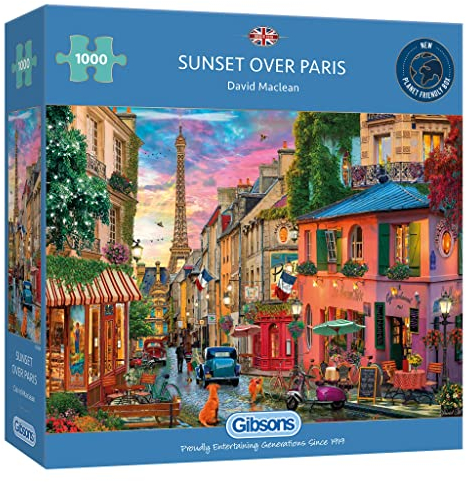 Sunset Over Paris | 1000 Piece Jigsaw Puzzle | Paris Sunset Puzzle | Sustainable Jigsaw Puzzle Age 8+ for Adults | Premium 100% Recycled Board | Great Gift for Adults | Gibsons Games