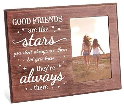 FINGERINSPIRE Gute Freunde sind wie Sterne Man Sieht sie Nicht Immer Aber Man weiß DASS sie Immer da sind Freund Bilderrahmen 10x15cm einzigartiger Geburtstags-Fotorahmen aus Holz für die Freundin