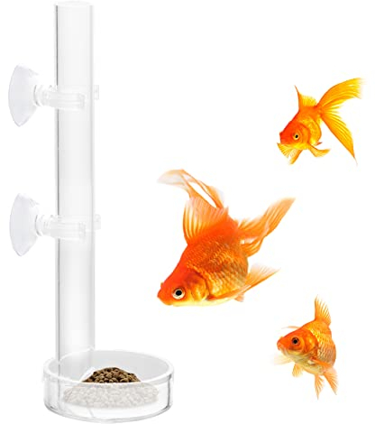 Garnelen Futterschale Acryl Transparent Aquarium Futterrohr mit SaugnäPfe Futternapf Garnelen Shrimp Feeder Tube für Garnelen Fisch Krabben 20 cm