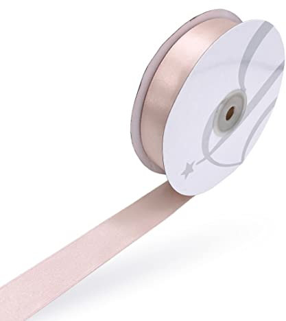 Nastro Doppio Raso 25mm X 50 Metri per Artigianato, Natale, Decorazioni, Adatto Per confezionare Regali, Feste di Compleanno, Matrimoni, Bomboniere (Cipria)