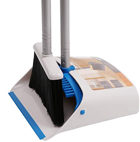 TreeLen Long Handled Dustpan and Brush Sets Broom and Dustpan Set, 103cm - 132cm Extendable Handle Brush and Dustpan for House Lobby Kitchen Office