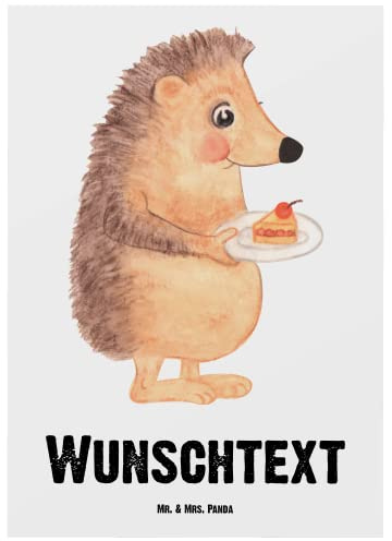 Mr. & Mrs. Panda Personalisierte Karte Igel Kuchenstück - Geschenke, Postkarte, Grußkarte, Backen Geschenk, Torte, mit Namen, Geburtstagskuchen, personalisiert, Lustige Sprüche, Kuchen, Grußkarten