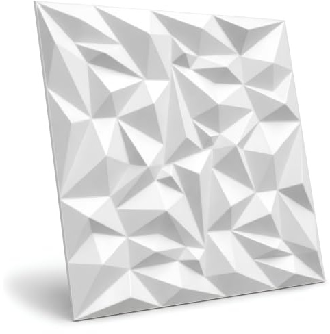 Deccart - Panneaux Muraux 50x50 cm Polystyrène XPS, Blanc, 32 pièce, | Panneau mural 3D Décoratif, Plaque murale decorative, Décoration murale, Relief texturé, Wall Panel, Deco Mur