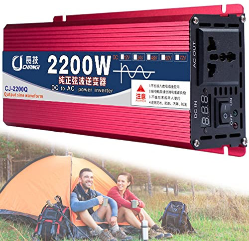 Inverter per Auto con convertitore di Tensione sinusoidale Puro, Display Digitale Singolo, generatore di batterie, Centrale elettrica Portatile (2200 W 24 V a 220 V)