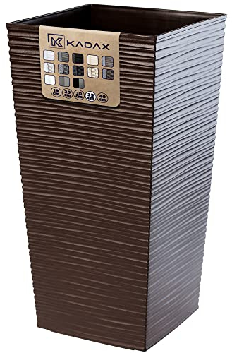 KADAX Pot de Fleurs Haut 68 cm, Plastique Imitation rotin, résistant aux intempéries – intérieur/extérieur, Moka