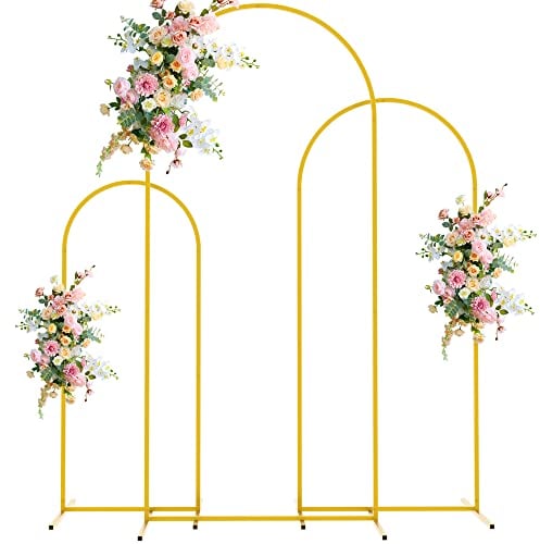 Wokceer Hochzeitsbogen-Hintergrundständer, 3 Stück, goldfarben, Metallbogen-Hintergrund, Ständer für Geburtstagsparty, Hochzeit, Zeremonie, Babyparty, Gartenballon, Bogen, Dekoration