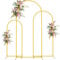 Wokceer Set di 3 supporti ad arco per matrimoni, 1,8 m, 1,5 m, 1,2 m, in metallo dorato, per cerimonie nuziali, baby shower, feste di compleanno