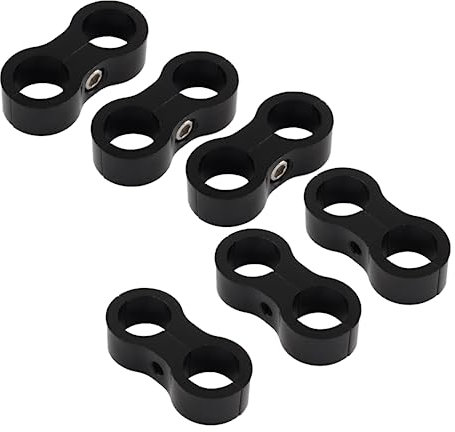 Unlorspy 6 Stück AN8 schwarze Schlauchtrennschellen, schwarze Schlauch-Aluminium-Klemmen, 16 mm Innendurchmesser, Doppel-Kraftstoffleitung, Befestigungsschellen für Wasserleitung, Ölleitung,
