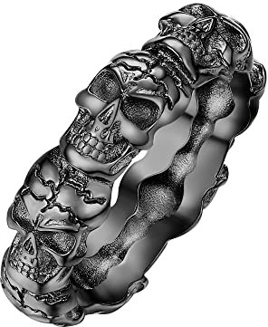 Dochais Schmuck Vintage Punk Totenkopf Schädel Ringe,Skull Ring aus Edelstahl,Freundschaftsring Partnerring,Silber Gold Herren Ring für Halloween Biker Rocker (Silber, 62)