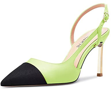Castamere Alto High Tacco Heel a Punta Slingback Pumps da Matrimonio Ballo Patchwork 8.5 CM Heels Verde Lime 39 EU