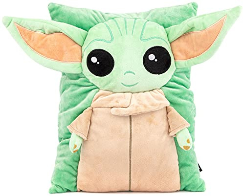 Star Wars The Mandalorian Grogu Baby Yoda Plüsch-Kuschelkissen - Superweiches 3D-Bettkissen für Kinderzimmerdekoration