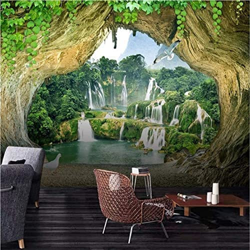 Custom 3D Photo Wallpaper Waterfall Forest Beautiful Landscape Mural Modern Living Room Sofa Tv Background Wallpapers Home Decor Wall Wallpaper - Interior Decorative Stickers Mu 350 (W) x 256 (H) cm