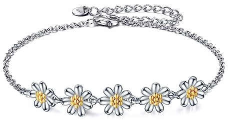 YFN Daisy Sunflower Armband 925 Sterling Silber Daisy Sunflower Charm Armbänder Blumenschmuck Geschenke für Frauen